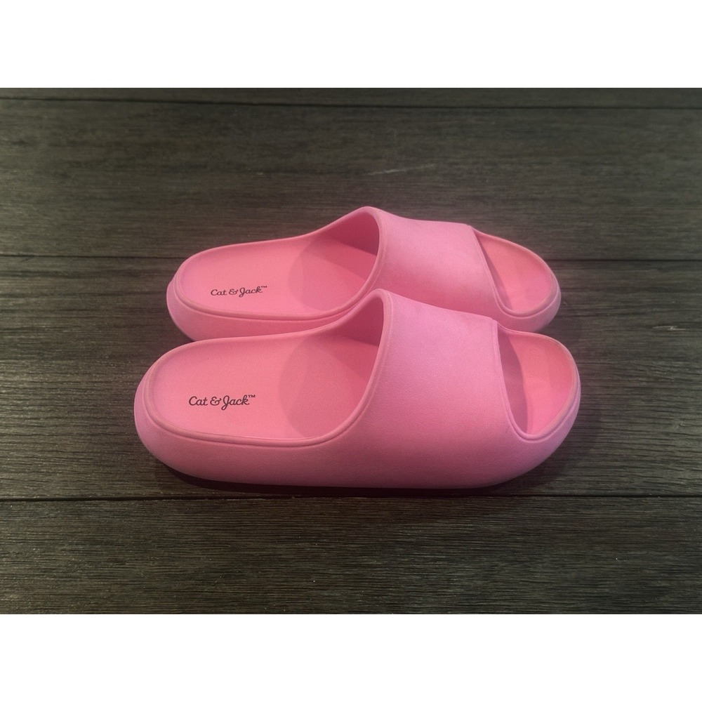 Girls Pink Cat & Jack Slides Sandals Beach Comfort Vacation Sz 13 Casual